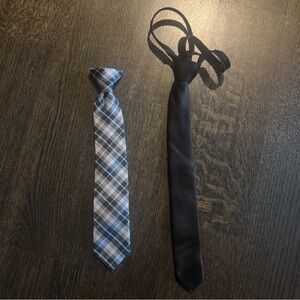 Chaps Plaid and Black Satin Boys Ties